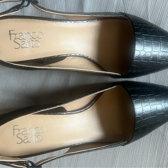 Franco Sarto Black Block Heel Black  Slingback 11M - Picture 7 of 8